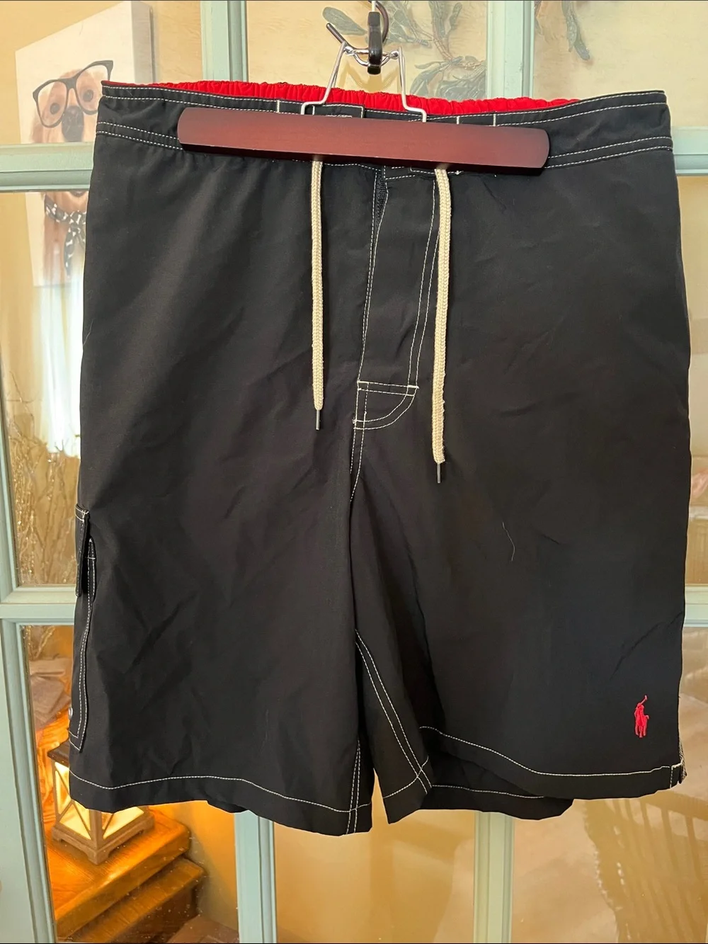 Polo by Ralph Lauren Black & Orange Men’s Swim Board Shorts
